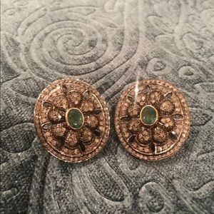 Diamond and emerald earrings